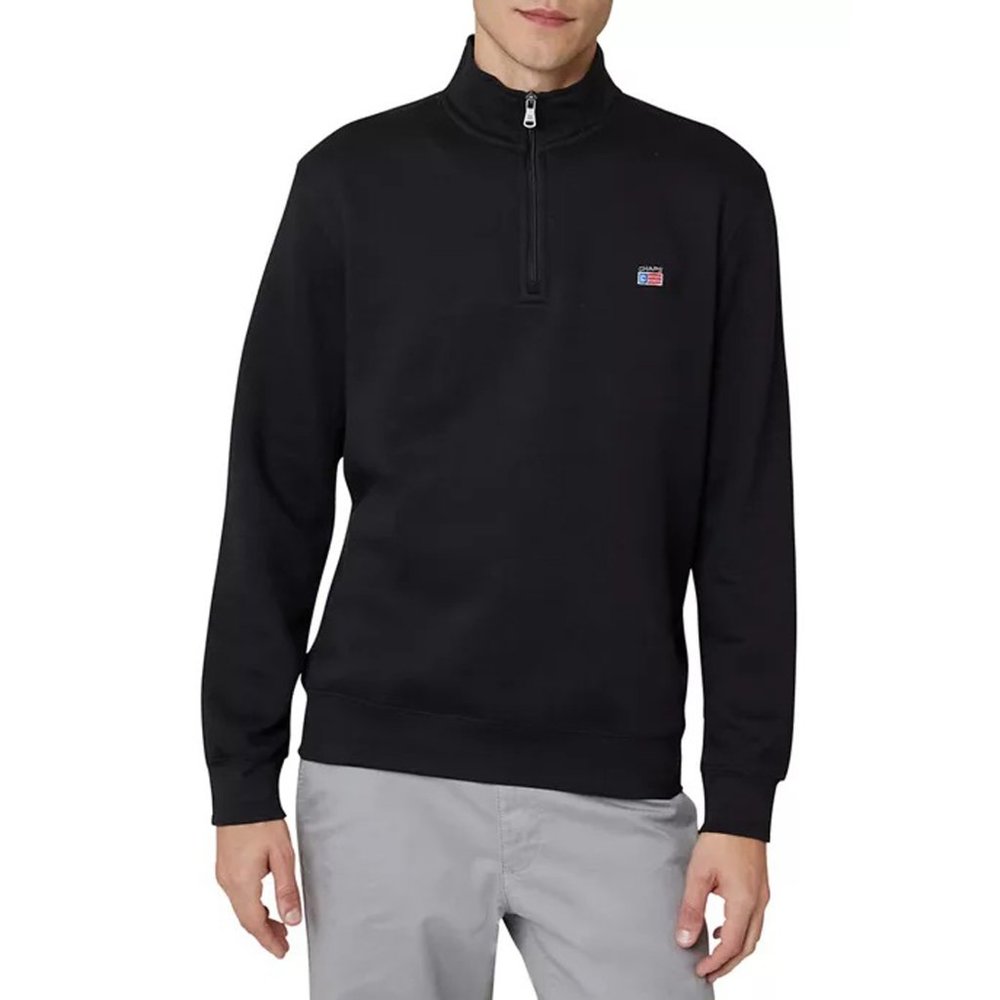 NEW Chaps Everyday Quarter Zip Fleece Sweatshirt!  XL  Black  Flag on Chest